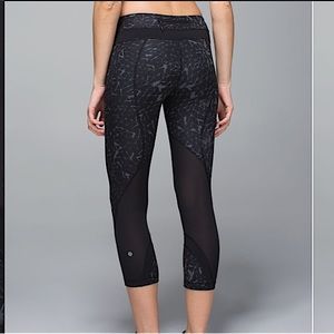 LULULEMON🖤Run Inspire Crop legging Full-On Luxtreme Mesh StarCrushed Coal Black